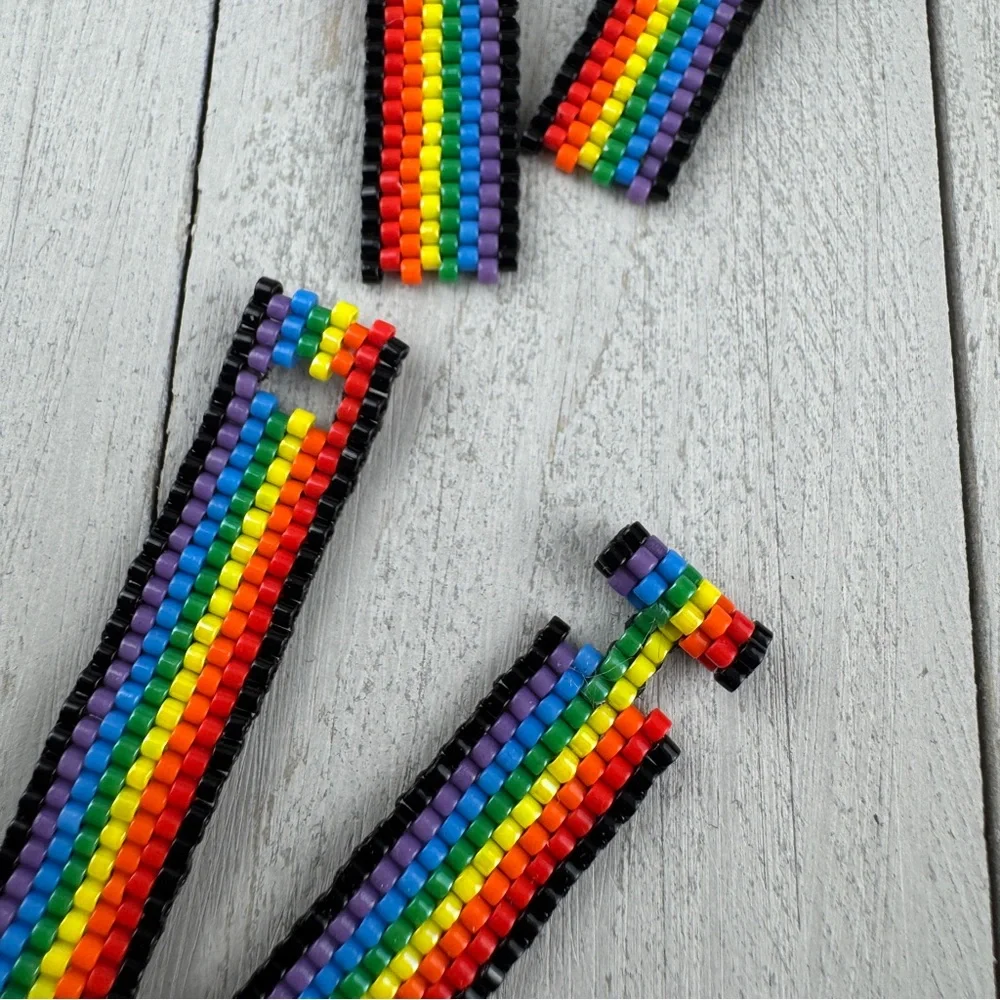 Rainbow Pride Seed Bead Bracelet and‎ Earring Set Handmade LGBTQ+